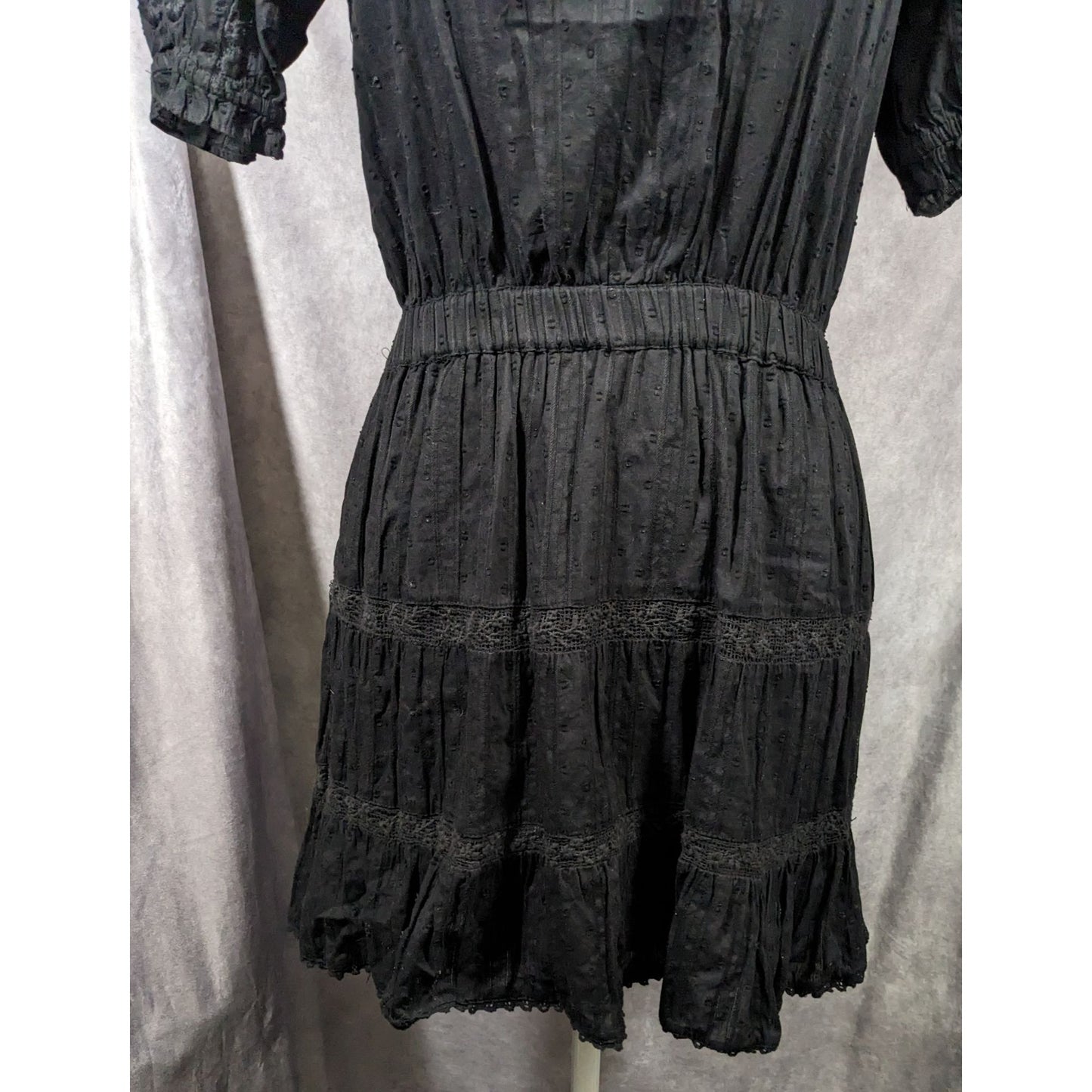 Zara Gothic Swiss Dot Dress With Floral Embroidery Size Small