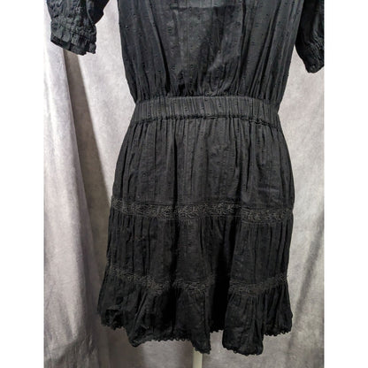 Zara Gothic Swiss Dot Dress With Floral Embroidery Size Small