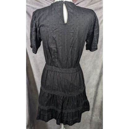 Zara Gothic Swiss Dot Dress With Floral Embroidery Size Small