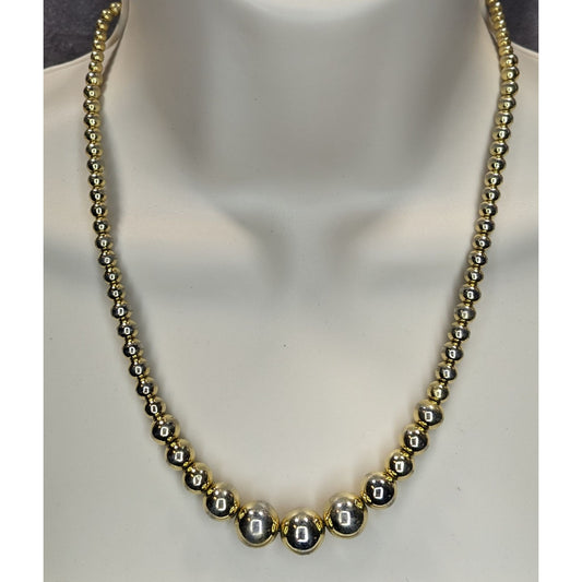 Vintage Glam Gold-Tone Graduated Bead Necklace With Lobster Clasp