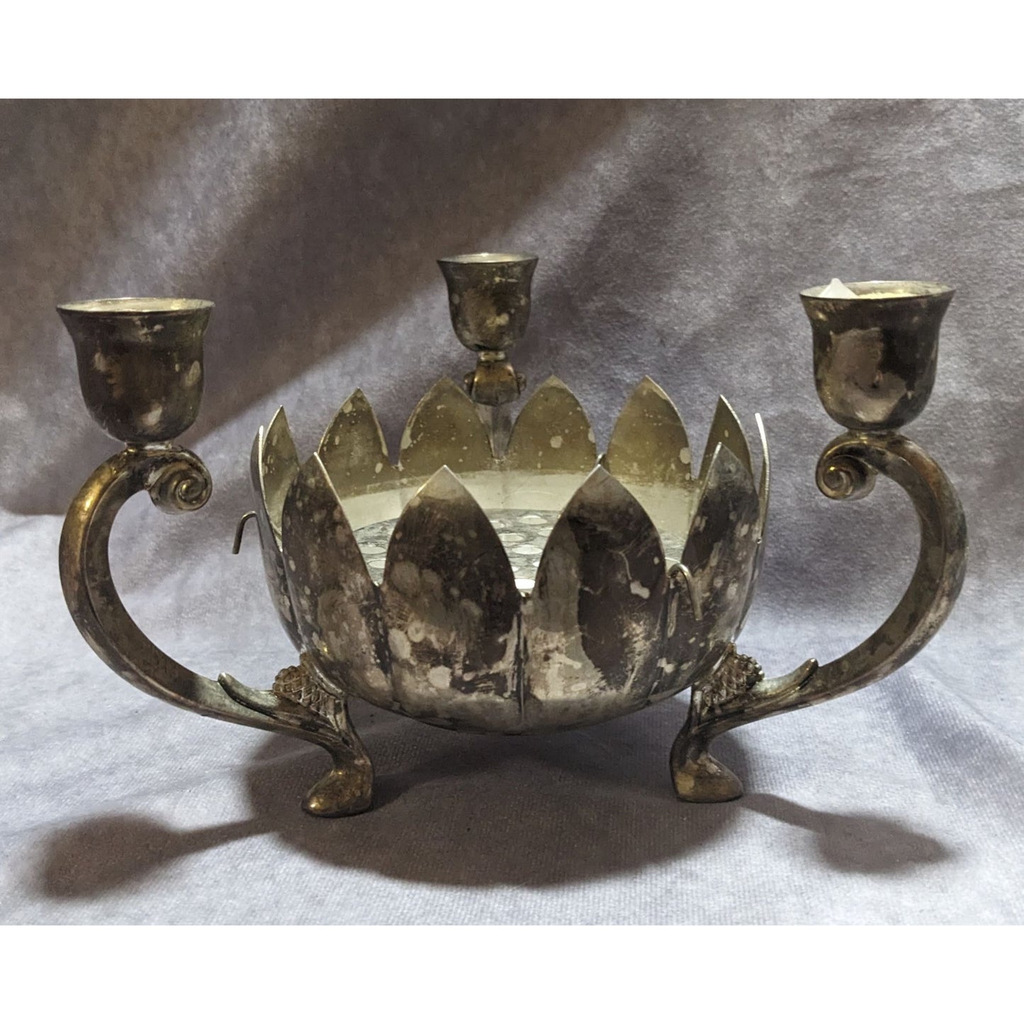 International Silver Company Silver Plated Lotus Candle Holder