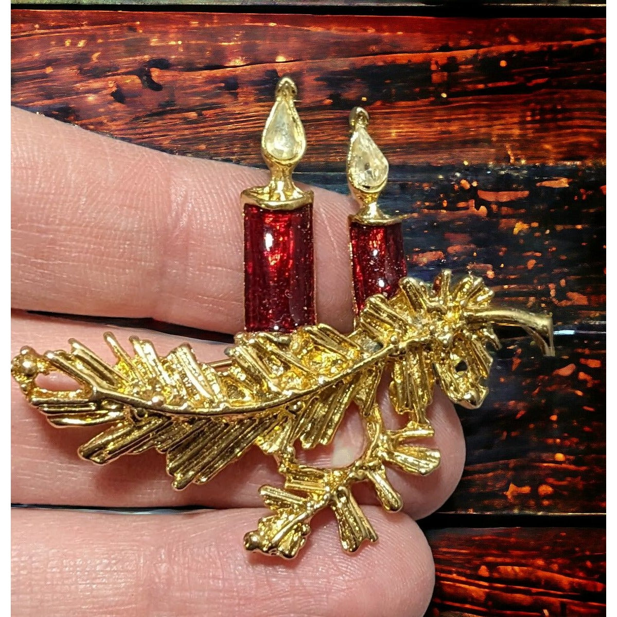 Vintage Holiday Candle Brooch
