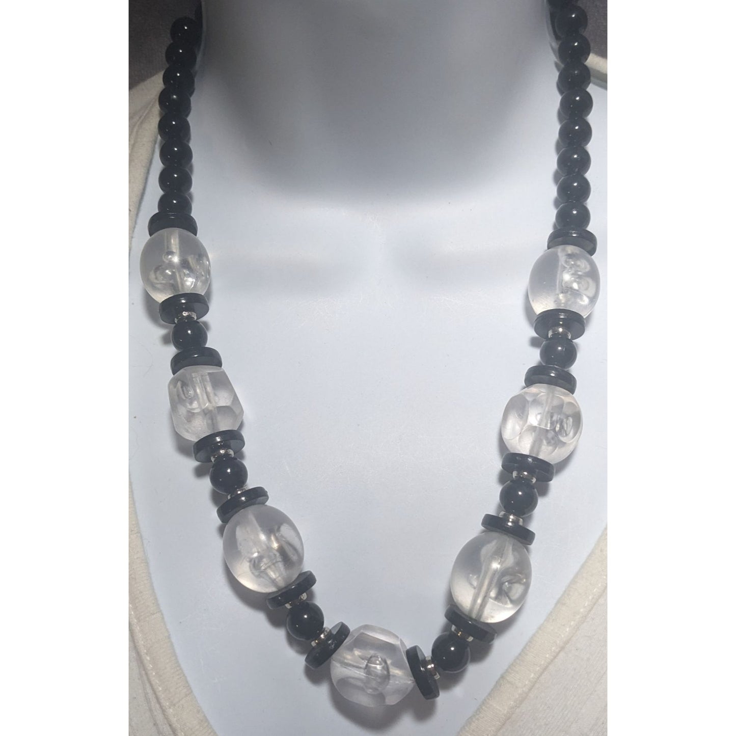 Black And Clear Beaded Ice Necklace