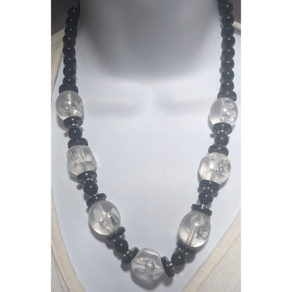 Black And Clear Beaded Ice Necklace