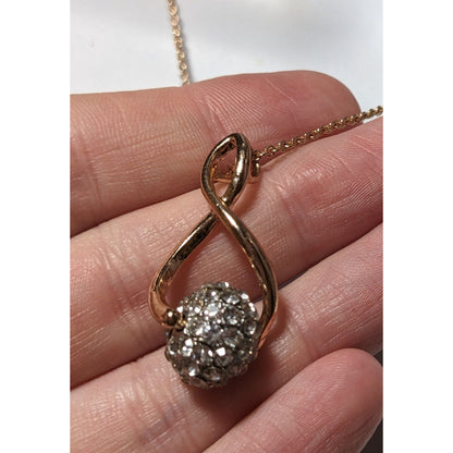 Gold Suspended Rhinestone Bead Pendant Necklace