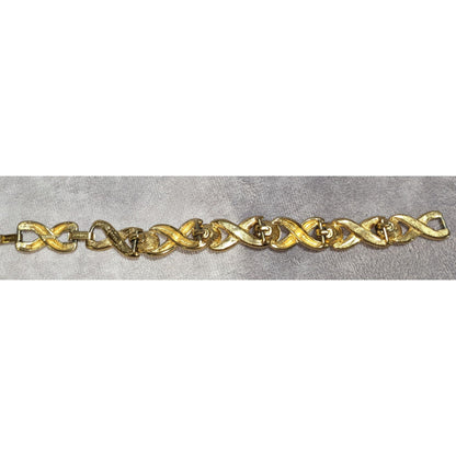 Monet Vintage Gold Tone Rhinestone Bracelet 6.5 Inch Snap Lock Closure