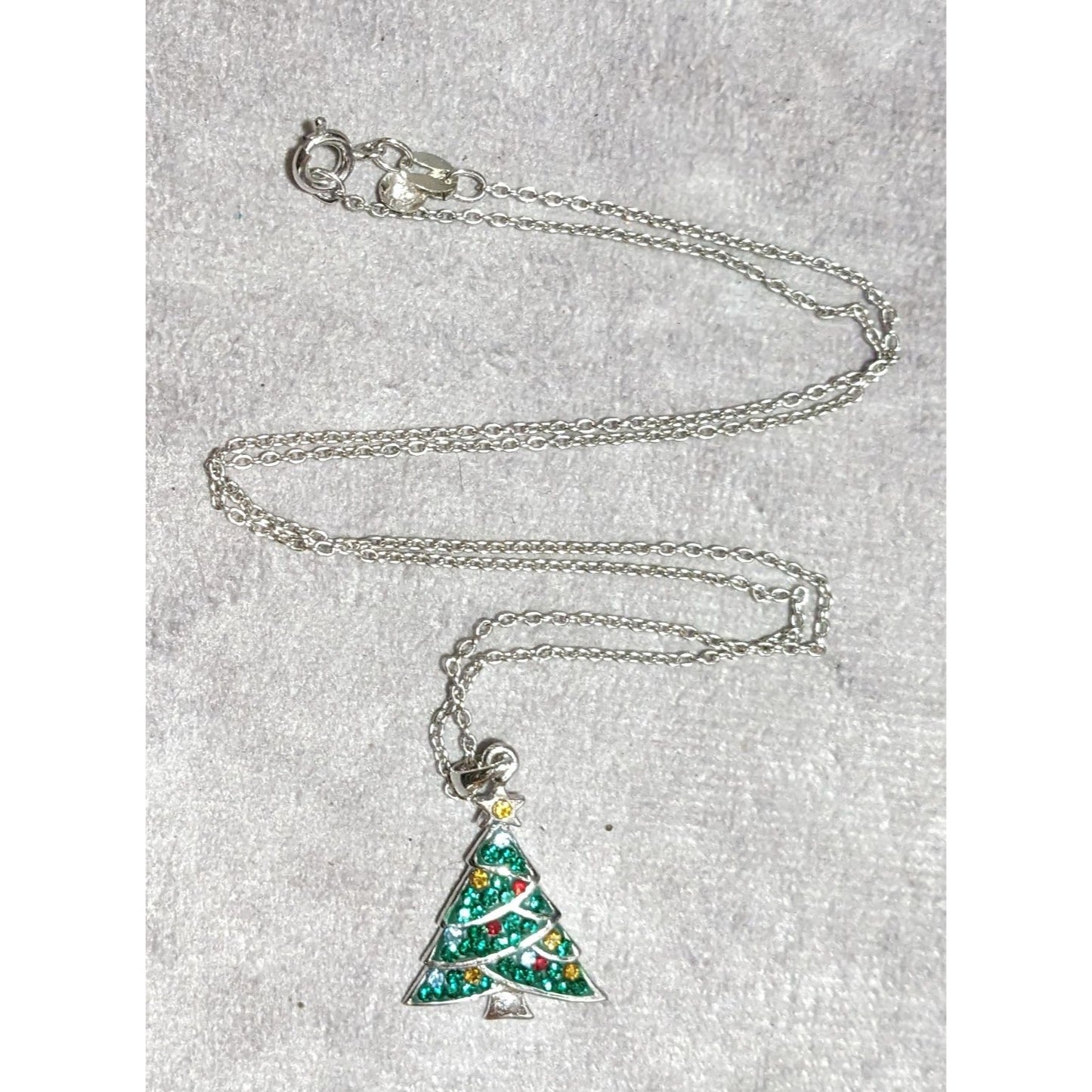 Minimalist Rhinestone Christmas Tree Necklace