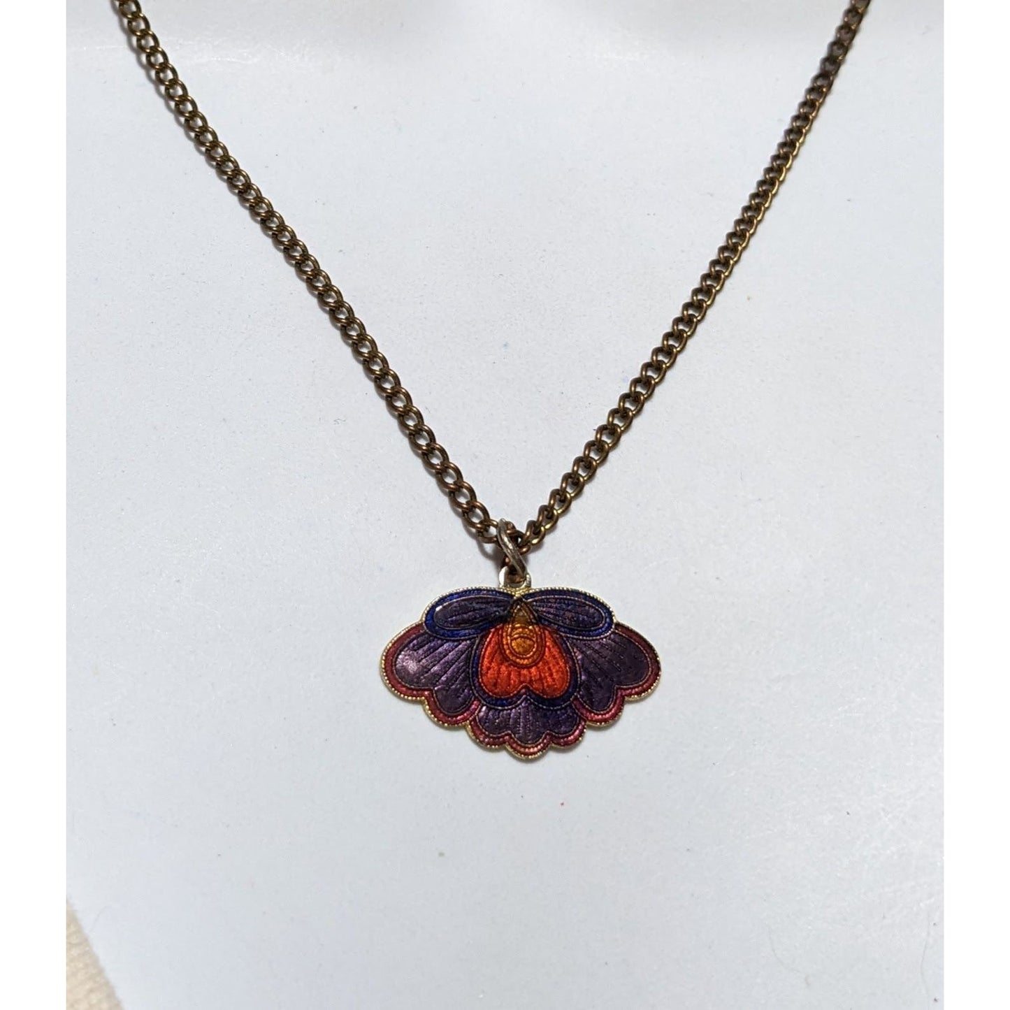 Purple Cloissone Moth Necklace