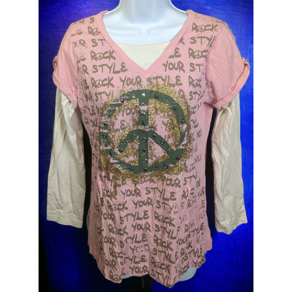 Knitworks Rock Your Style Layered Peace Glitter Tee