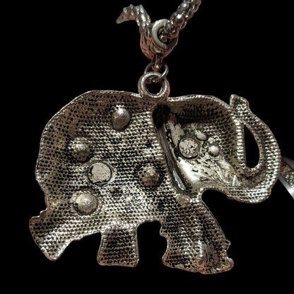 Vintage Bohemian Silver Elephant Pendant Necklace