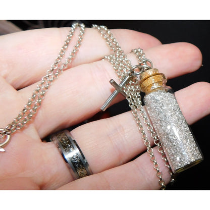Handmade Silver Tone Prayer Dust Necklace