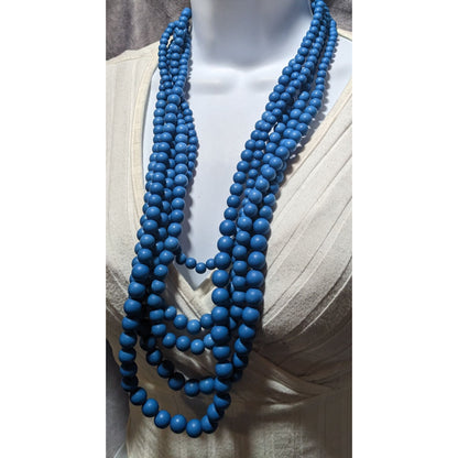 Lisa E Multilayer Blue Beaded Necklace