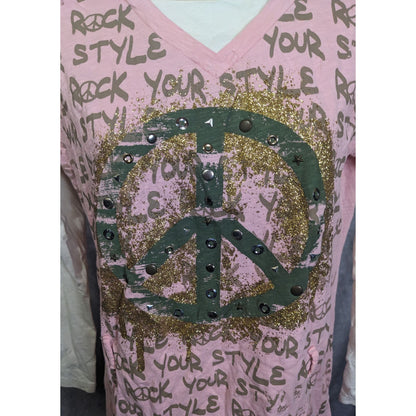 Knitworks Rock Your Style Layered Peace Glitter Tee