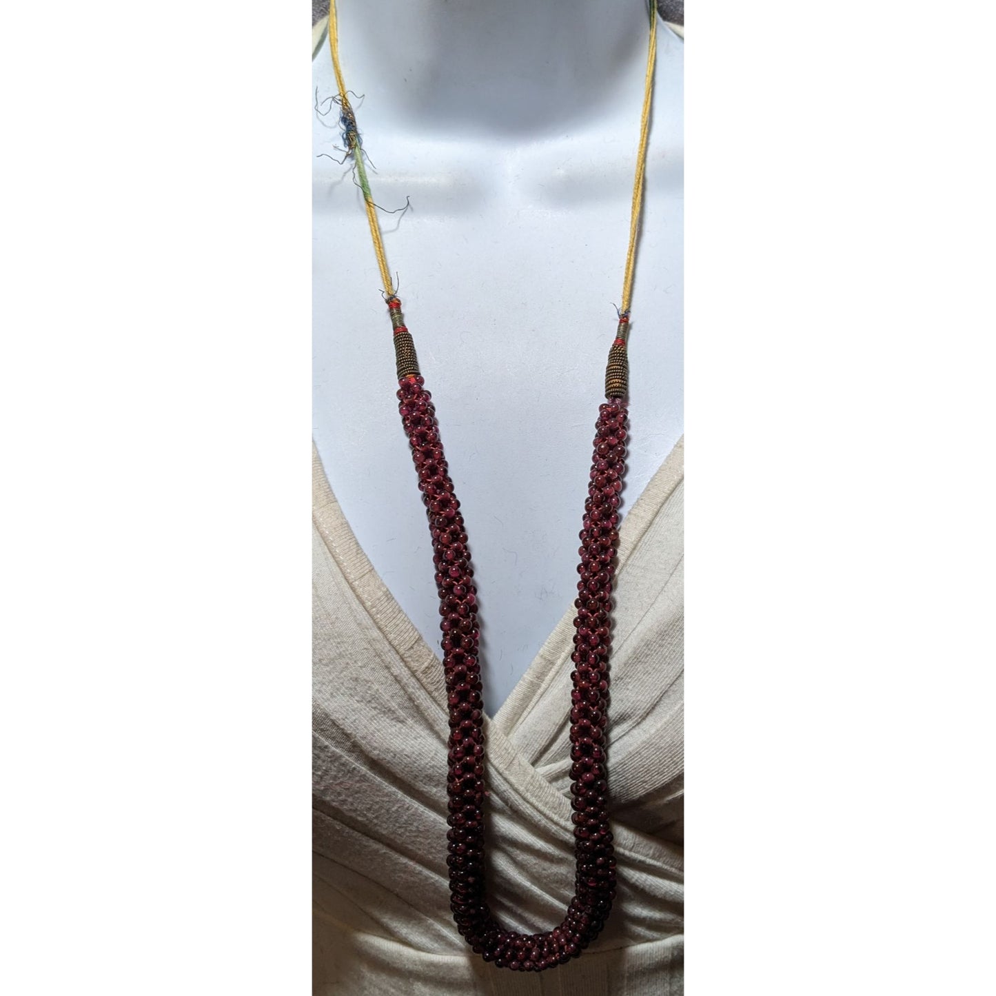 Vintage Bohemian Garnet Beaded  Necklace