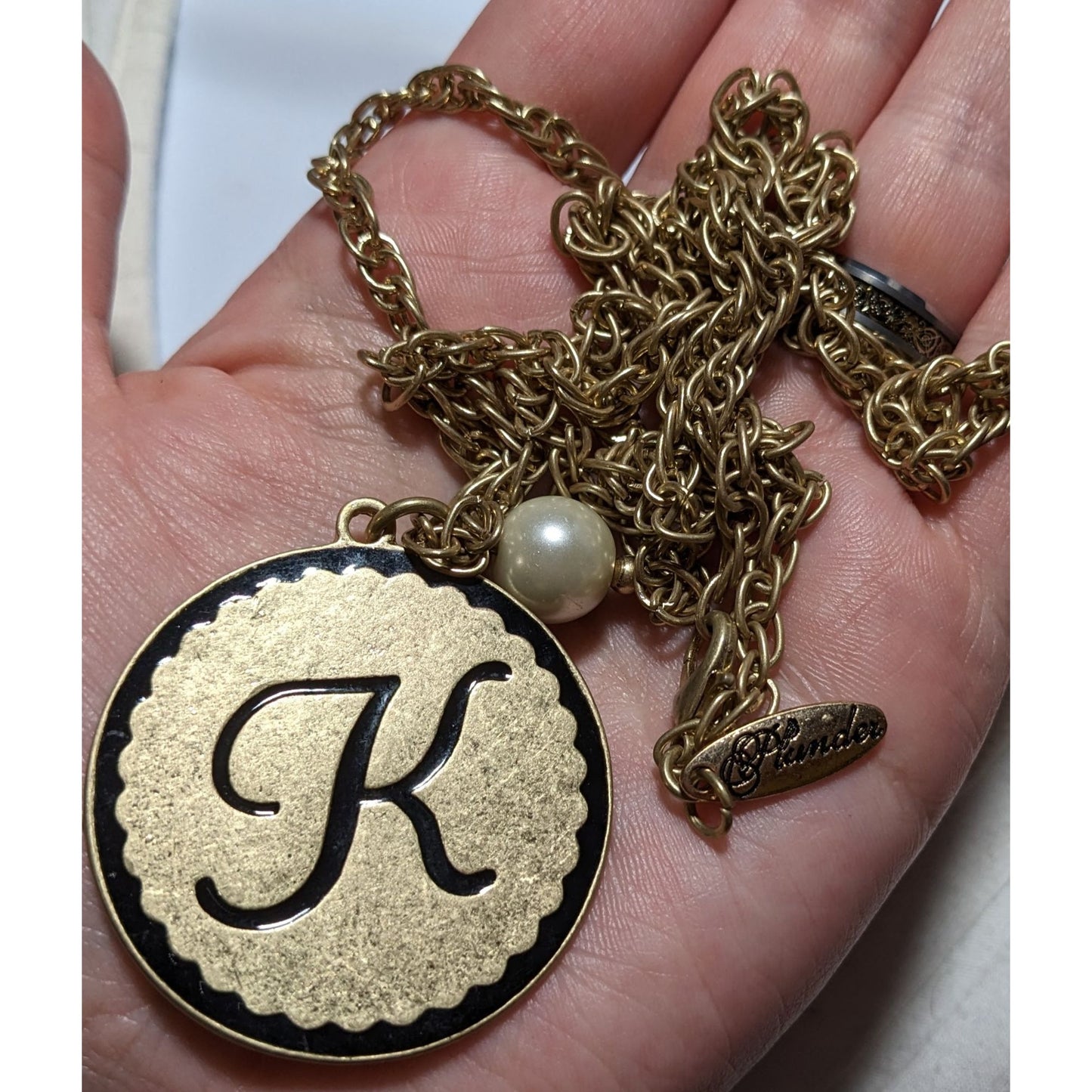 Plunder Jewelry Monogram "K" Medallion Necklace