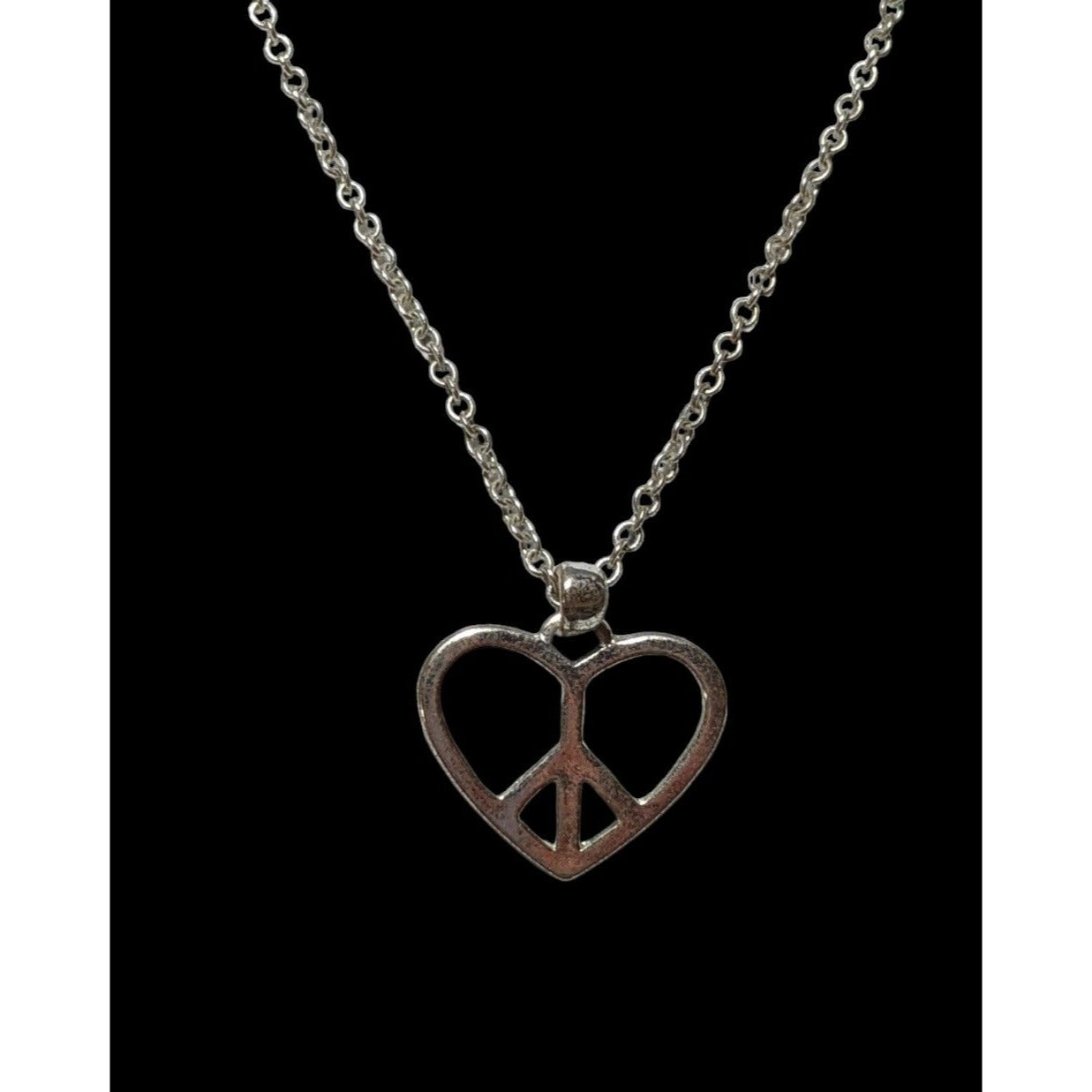 Silver Peace Heart Necklace