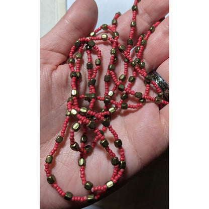 Red And Gold Bohemian Glass Beaded Necklace