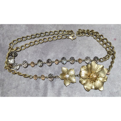 Vintage Glam Gold Floral Statement Necklace