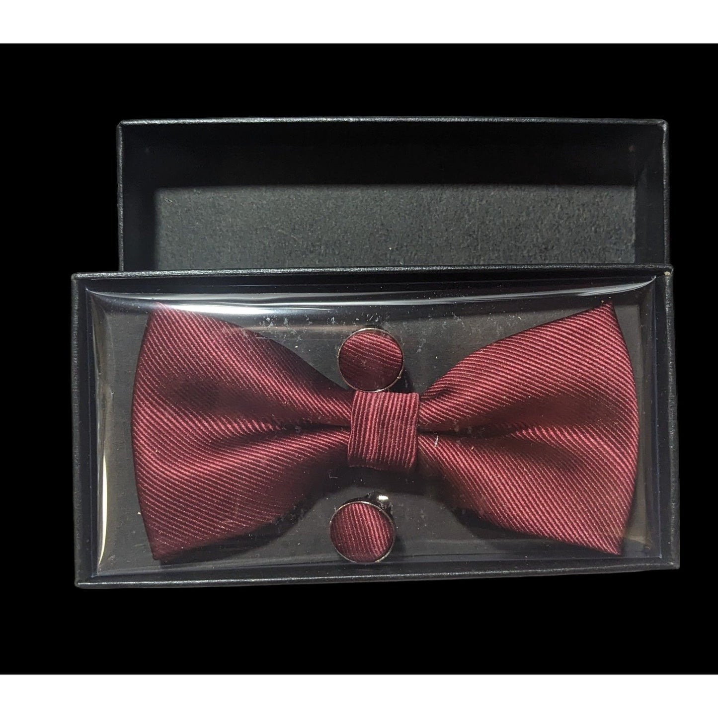 Burgundy Bow Tie And Cufflink Set