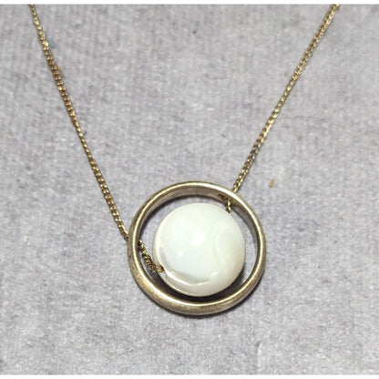 White Glass Swirl Marble Spinner Necklace