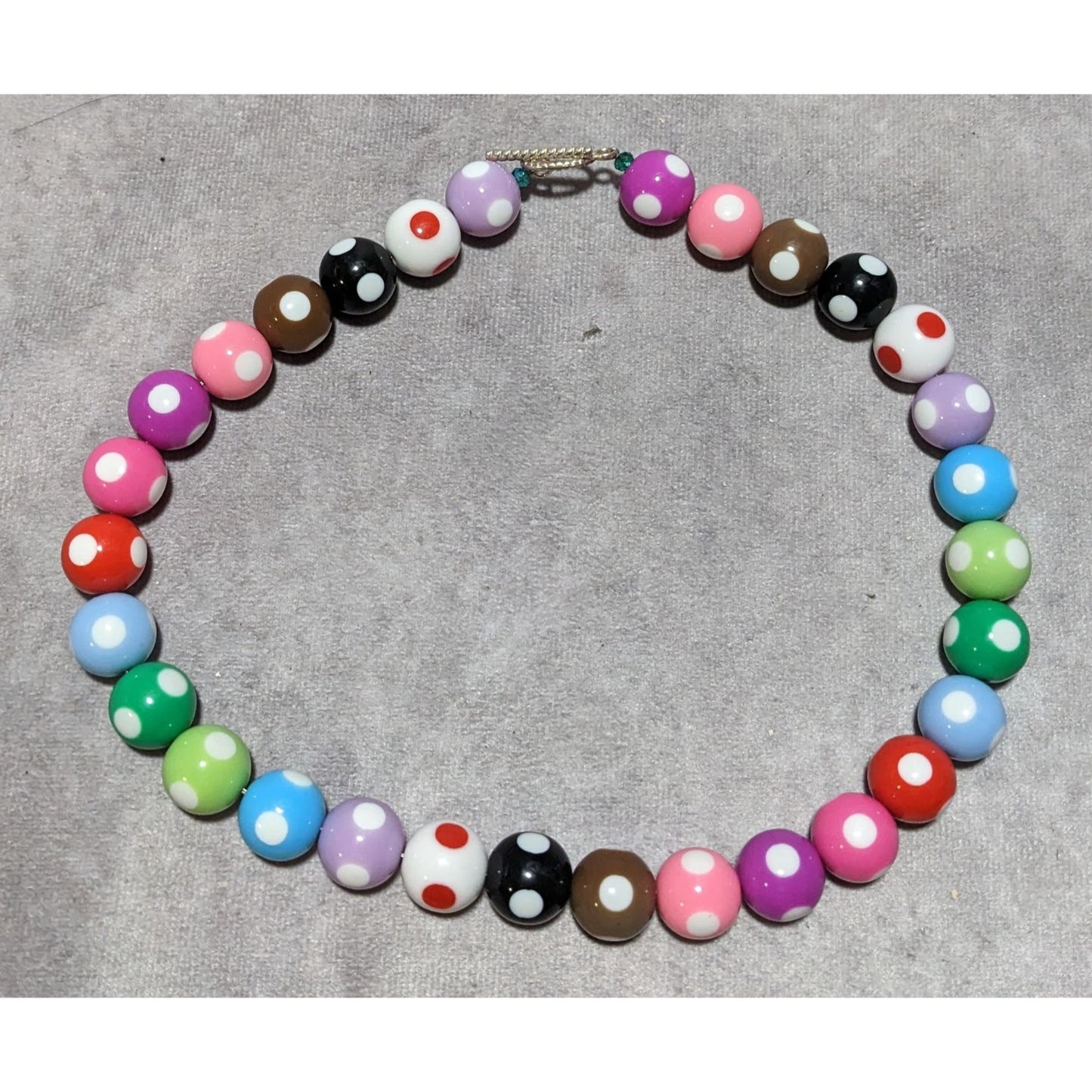 Rainbow Polka Dot Bubble Gum Bead Necklace