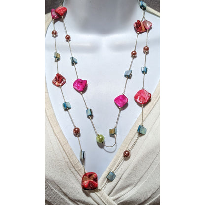 Rainbow Multilayer Shell Pearl Beaded Necklace