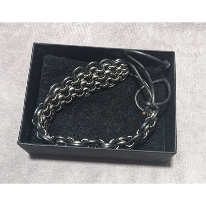 Leather Woven Rolo Chain Bracelet