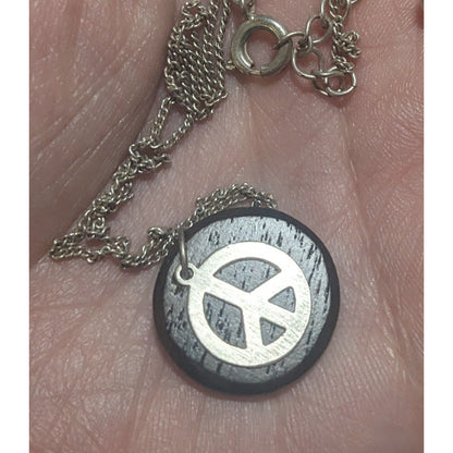 Wood Peace Charm Necklace
