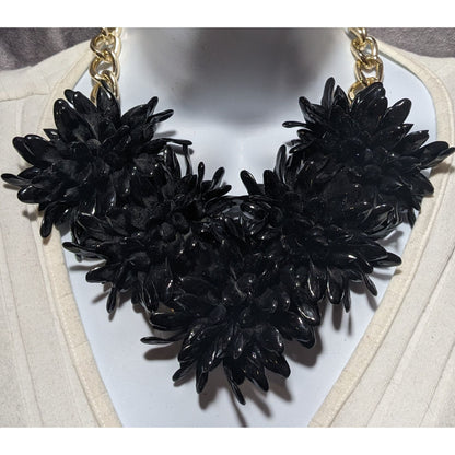 Chunky Black Floral Necklace