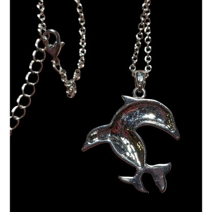 Rhinestone Double Dolphin Necklace