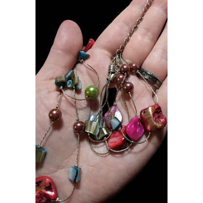 Rainbow Multilayer Shell Pearl Beaded Necklace