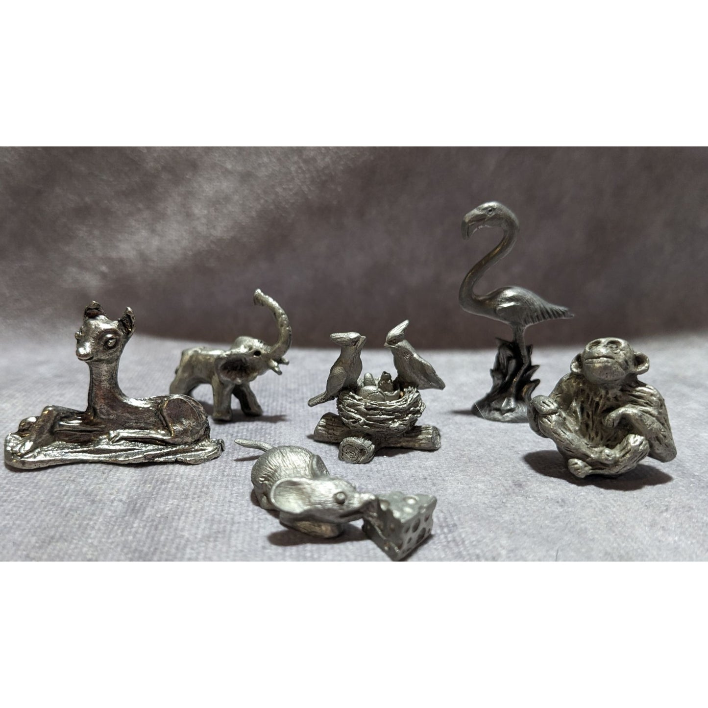 Vintage Pewter Mini Animal Set (6)