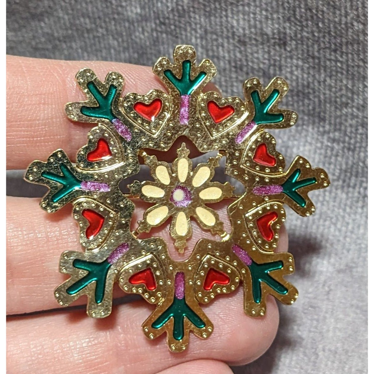 Rainbow Enamel Snowflake Brooch