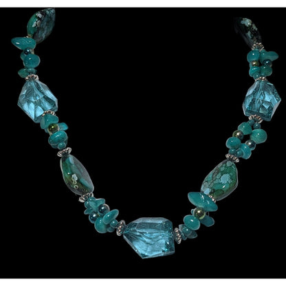 Chunky Turquoise Abstract Beaded Necklace