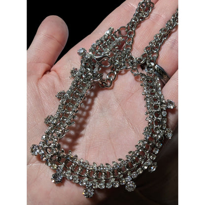 Elegant Silver Rhinestone Statement Necklace