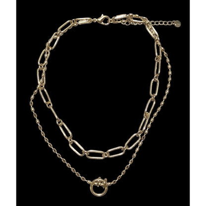 Halogen Layered Gold Chain Paperclip Necklace