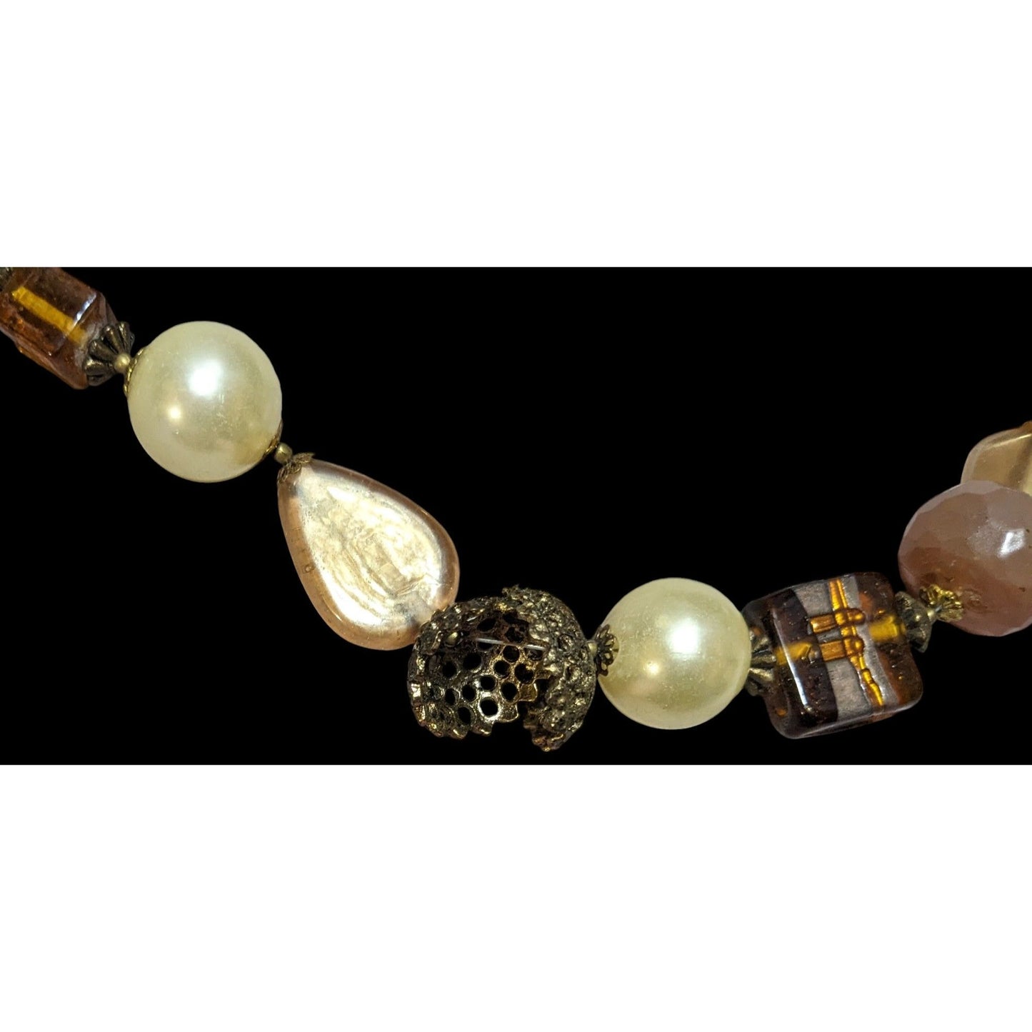 Vintage Mixed Medial Gold Chunky Beaded Necklace