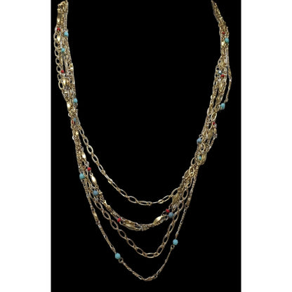 Bohemian Multilayer Chain Beaded Necklace