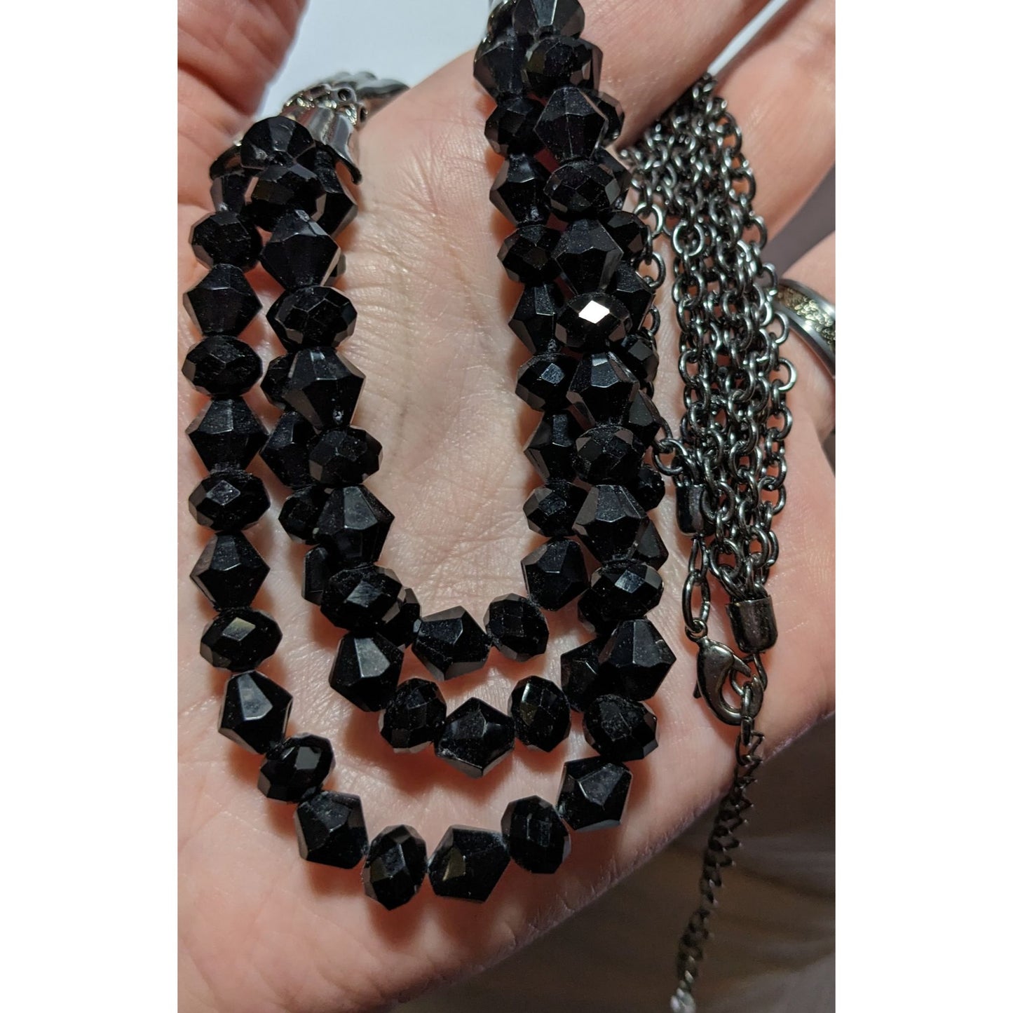 Glam Goth Multilayer Glass Beaded Necklace