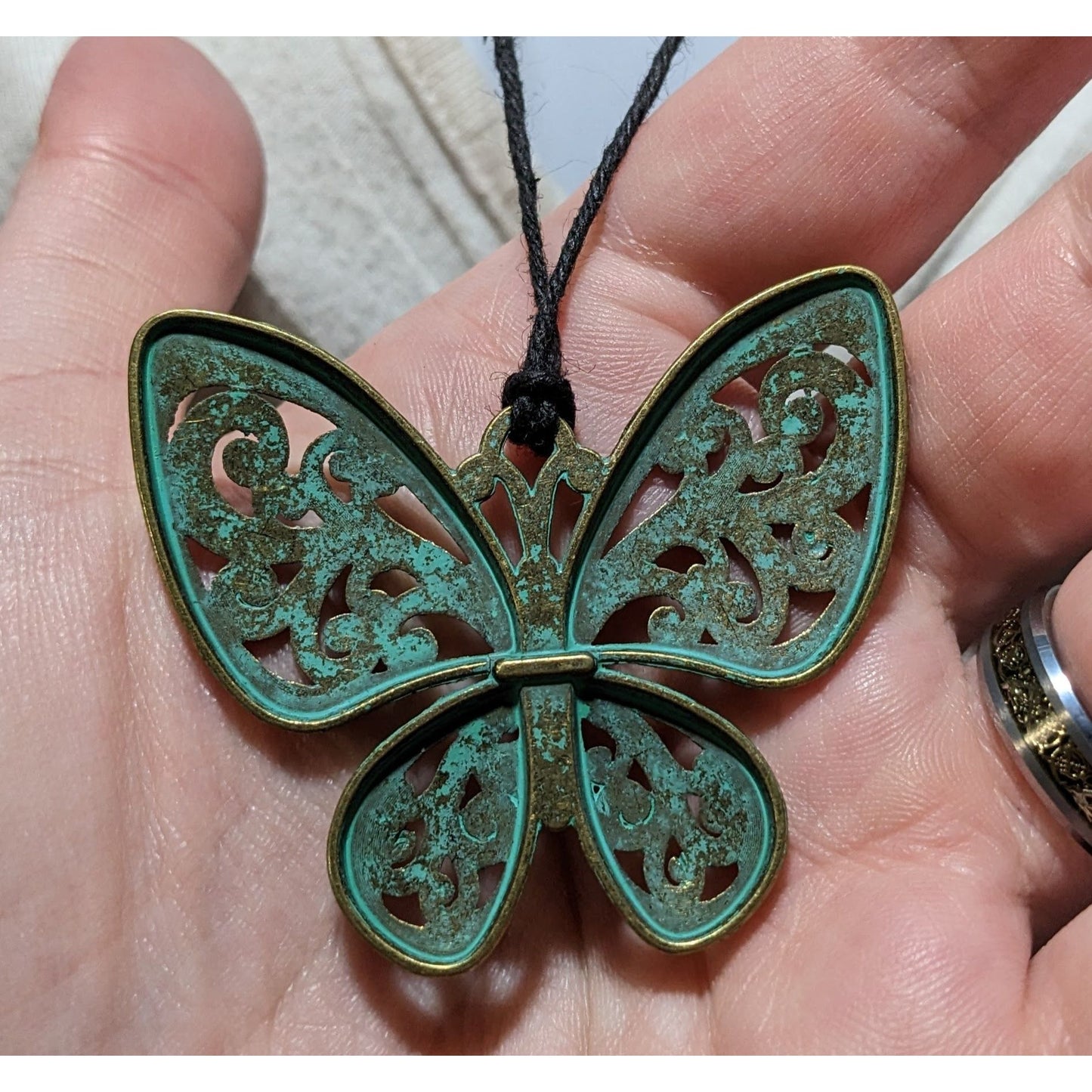 Steampunk Antiqued Butterfly Pendant Necklace