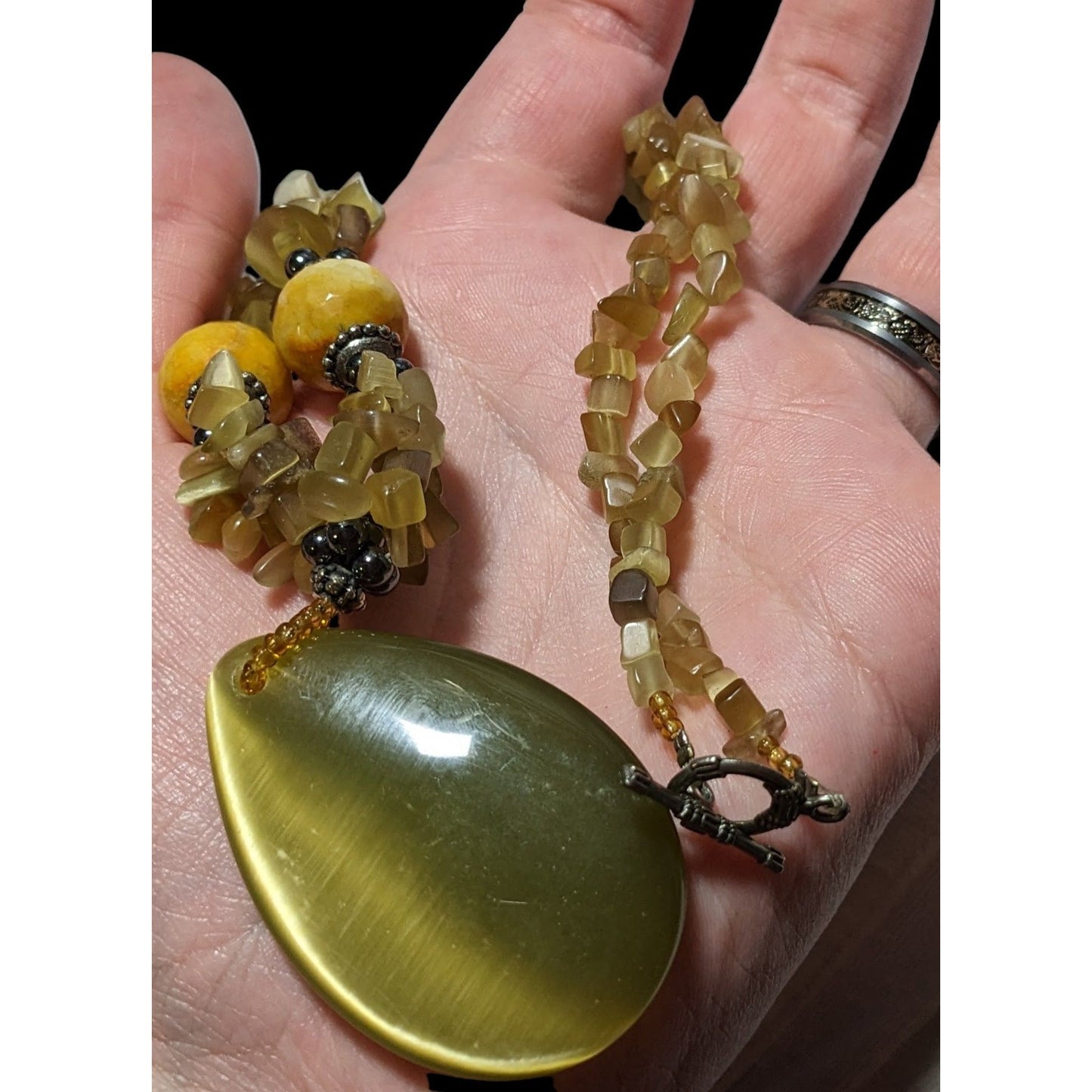 Yellow Gemstone Cateye Necklace