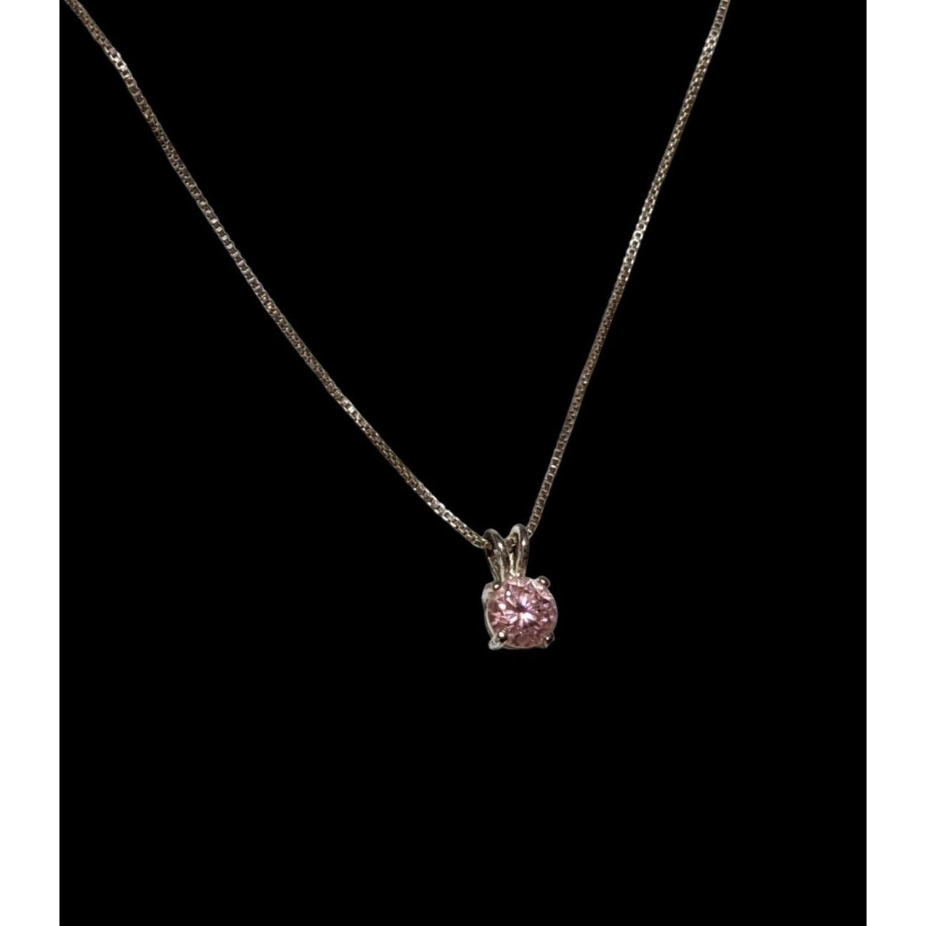 Sterling Pink Cubic Zirconia Pendant Necklace