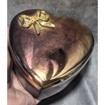 Vintage Anodized Silver Plated Heart Box