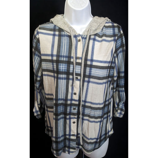 Polly & Esther Blue Plaid Hoodie