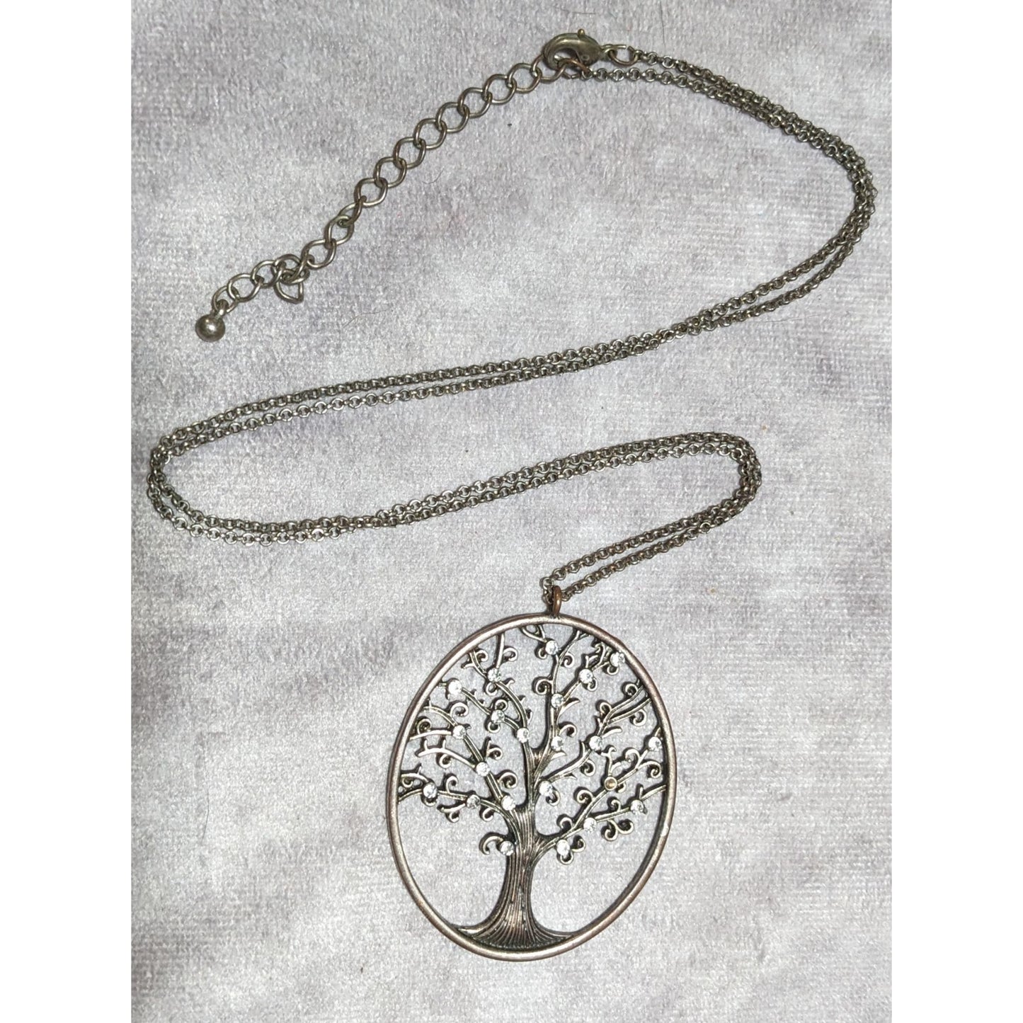 Silver Gemmed Tree Of Life Pendant Necklace