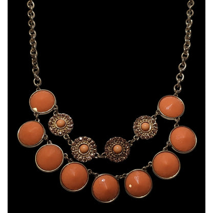 Y2K Orange Multilayer Gemmed Statement Necklace