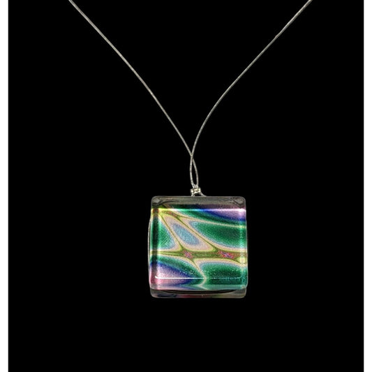 Rainbow Abstract Glass Pendant Necklace