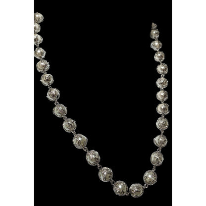 Whimsical Silver Leaf Capped Faux Pearl Necklace