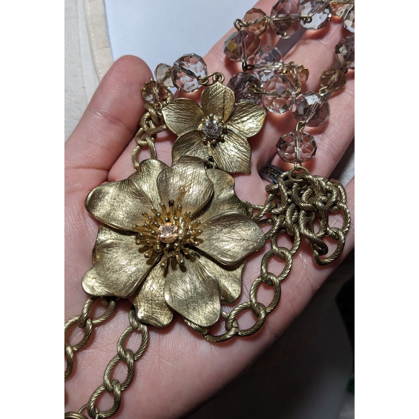 Vintage Glam Gold Floral Statement Necklace