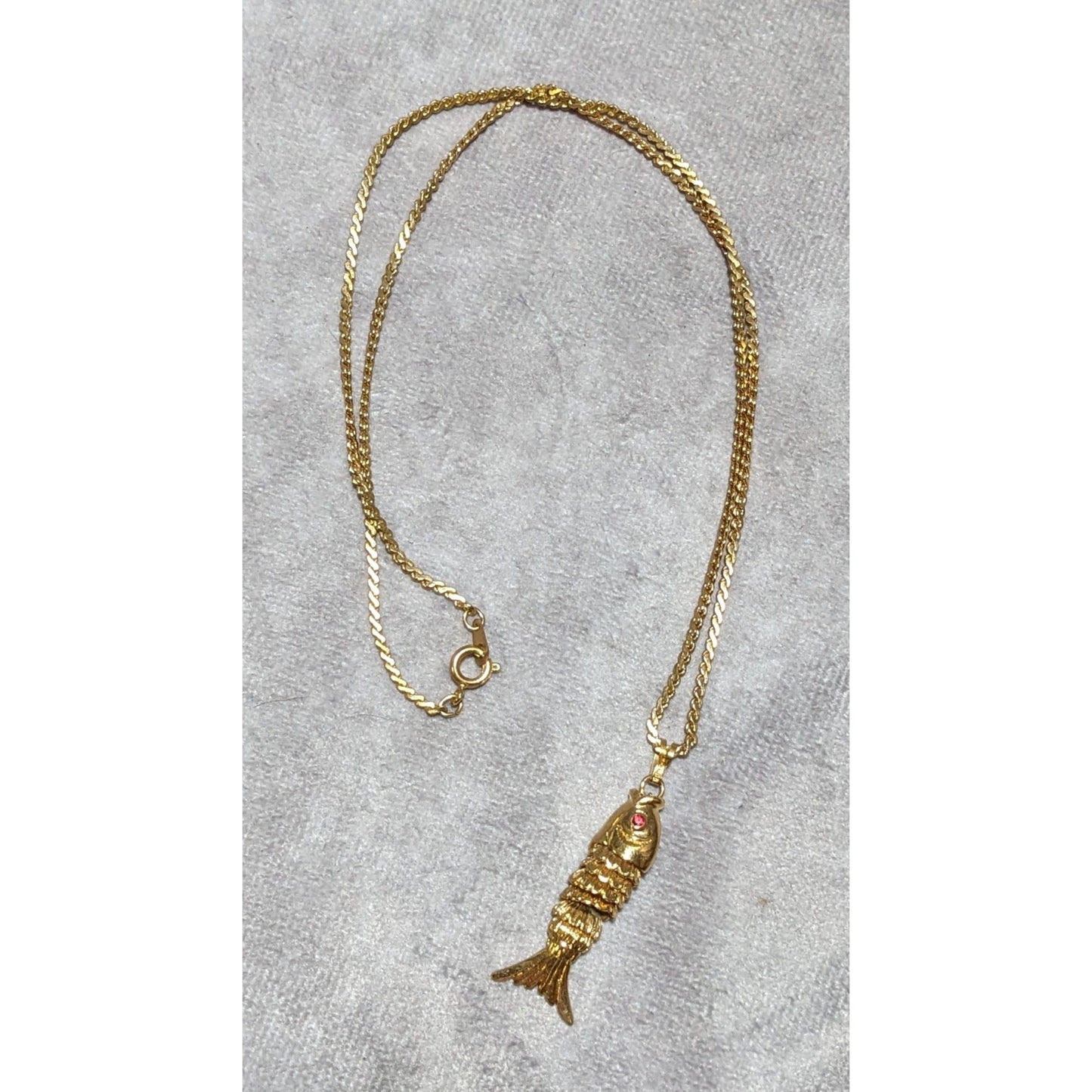 Vintage Monet Gold Articulated Fish Necklace